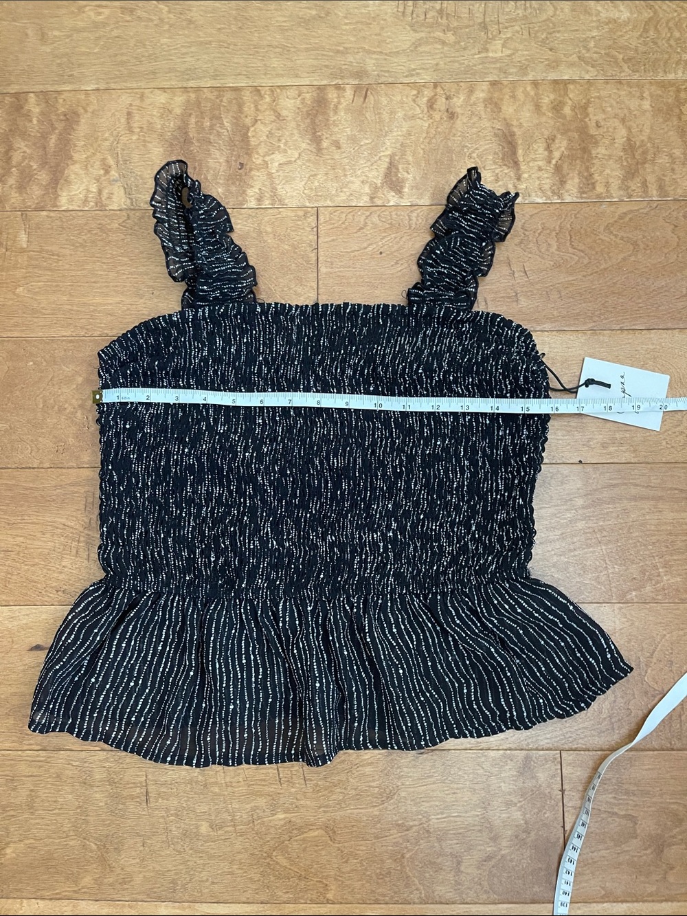 NWT Jasper Black Stripe Ruffle Top